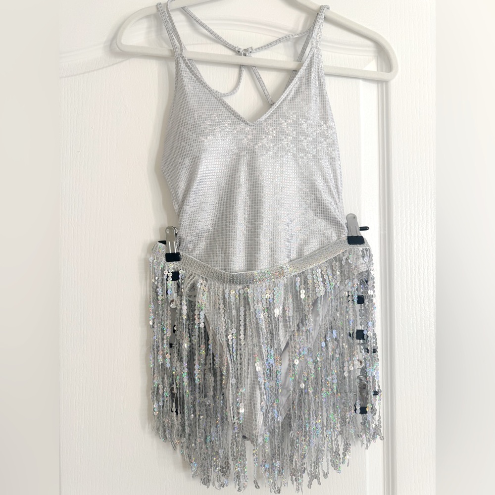 Holographic One Piece Swimsuit With Shimmering Skirt for Bach or Festival